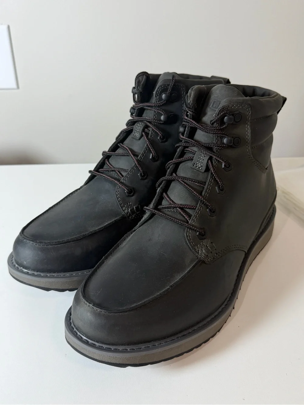 L.L. Bean Size 11 Men's Stonington Moc Toe Black Leather Lace-Up Ankle Boots